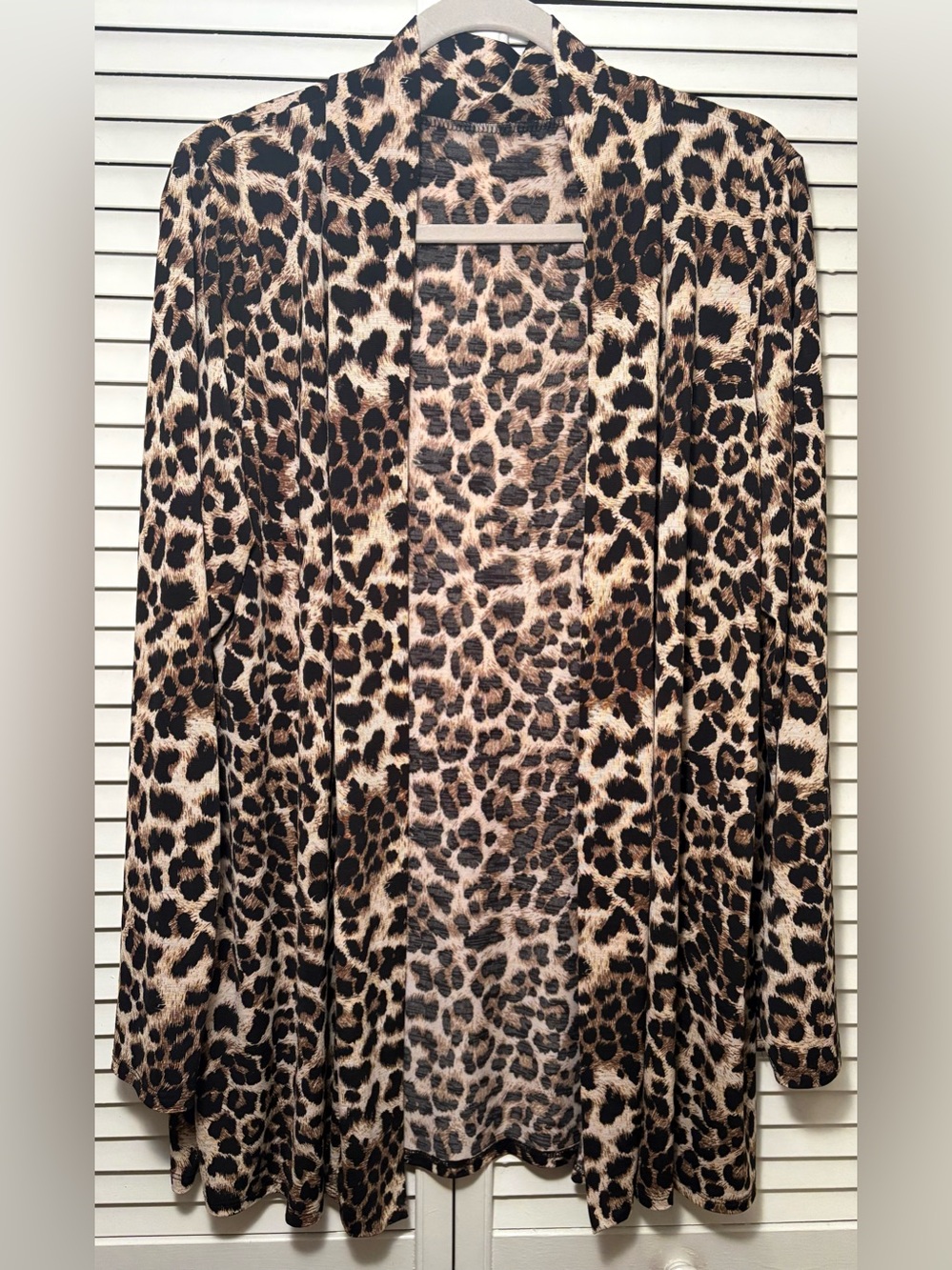 Leopard Print Open-Front Cardigan - Brown/Black